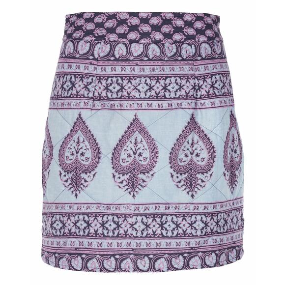 New Free People Maddy Quilted Mini Skirt by ANTIK BATIK $184 SMALL Blue - Picture 3 of 6